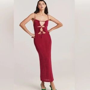 Anthropologie Charlie Holiday Mason Midi Dress in Magenta NWT Size M $105msrp